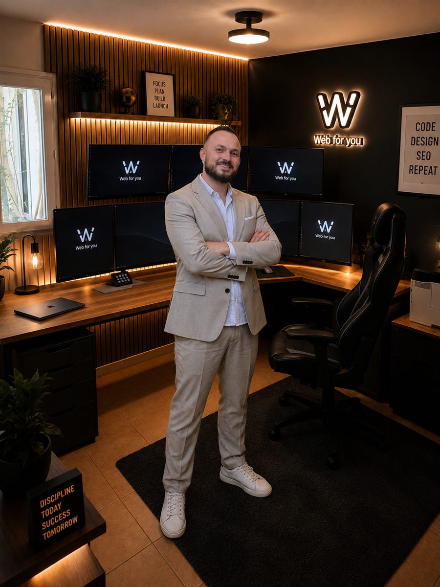 Alexis Burnel dans son bureau Web For You, développeur web indépendant dans la Drôme